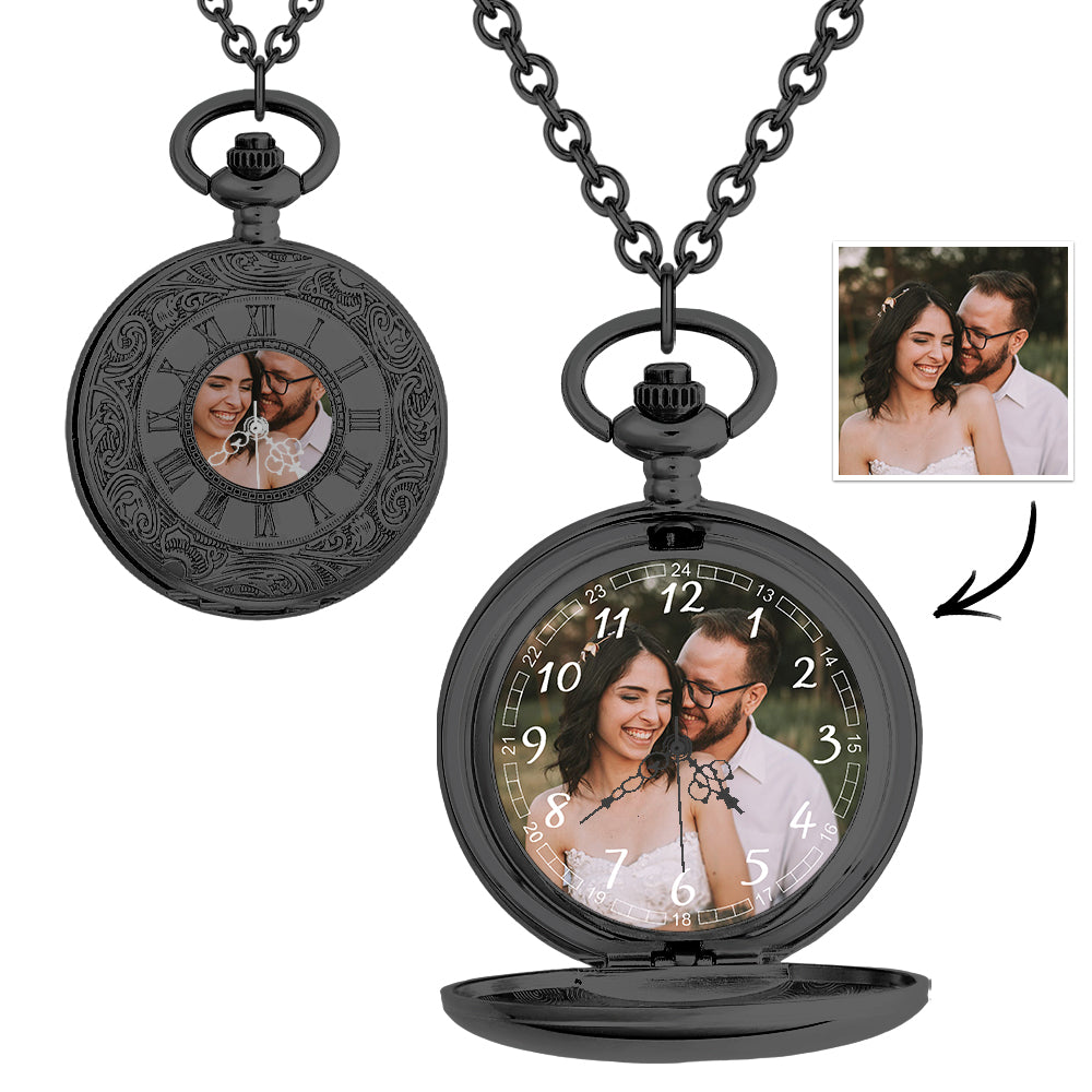 Custom Photo Pocket Watch Personalised Hollow Pattern Photo Watch Pocket Watches Valentine's Day Gift