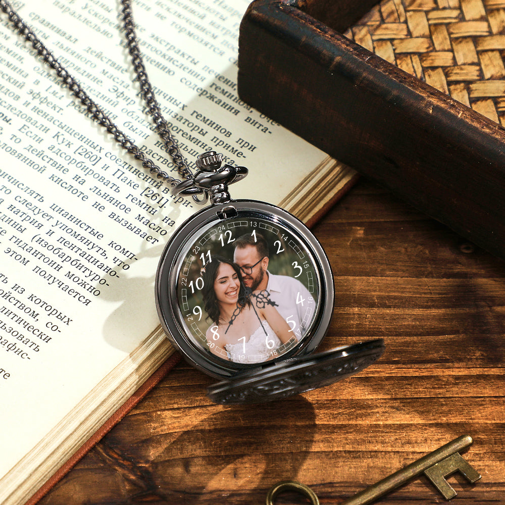 Custom Photo Pocket Watch Personalised Hollow Pattern Photo Watch Pocket Watches Valentine's Day Gift