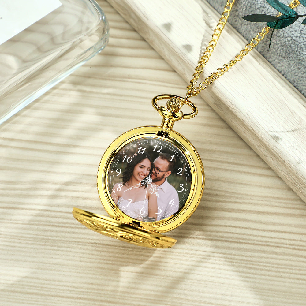 Custom Photo Pocket Watch Personalised Hollow Pattern Photo Watch Pocket Watches Valentine's Day Gift