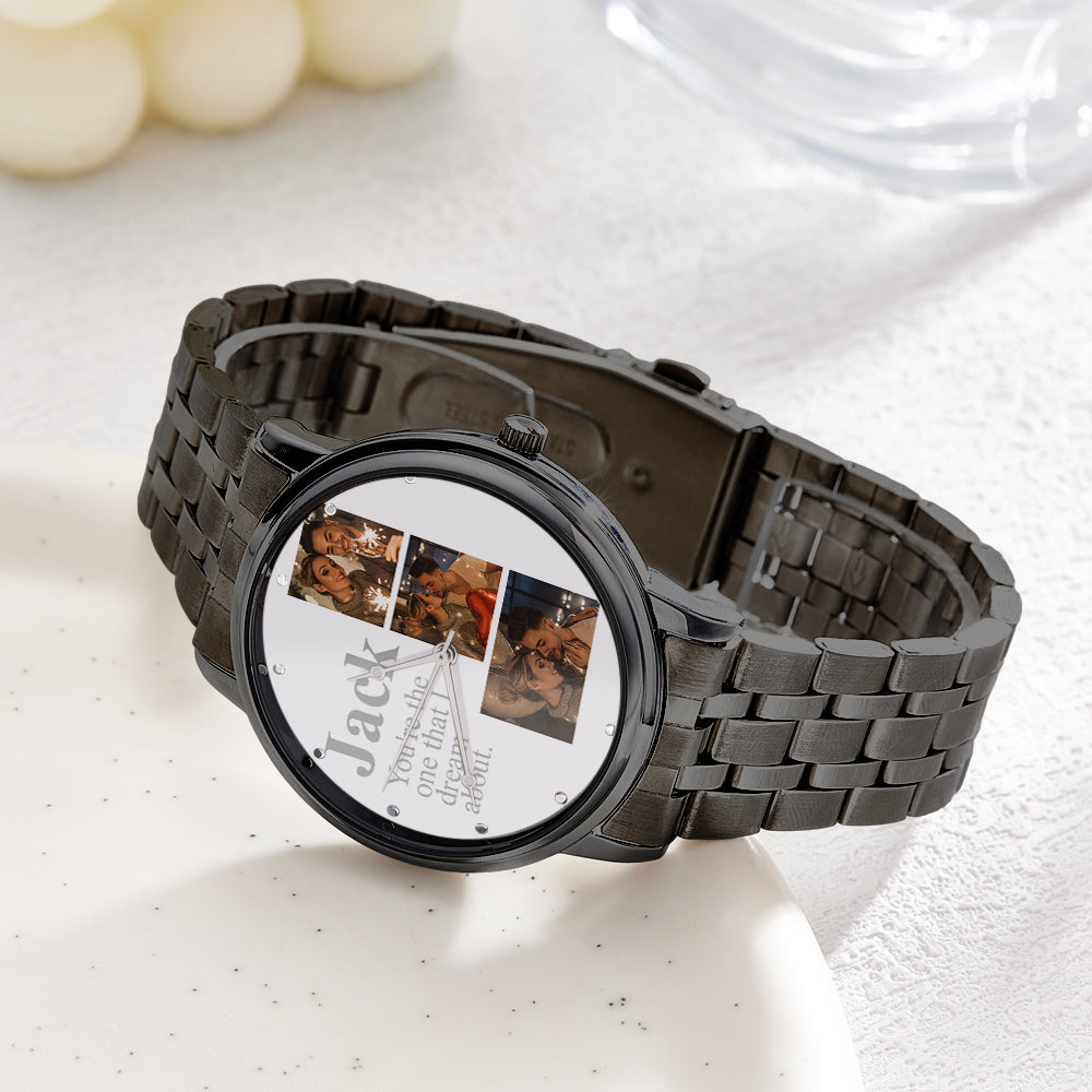Personalized Engraved Photo Watch Alloy Bracelet Photo Watch To Boyfriend Valentine's Day Gifts