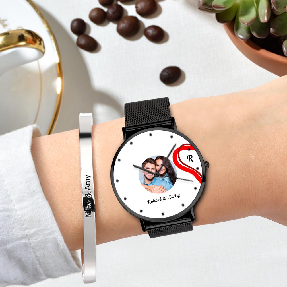 Splicing Red Heart Photo Watch Romantic Valentine's Day Gifts For Couples