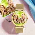 Engraved Photo Watch Alloy Bracelet Strap Golden 41mm Men's