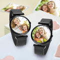 Engraved Photo Watch Alloy Bracelet Strap Black 41mm Men's