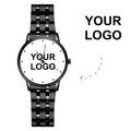 Engraved Men's Black Alloy Bracelet Photo Watch 38mm Business Gift For Him