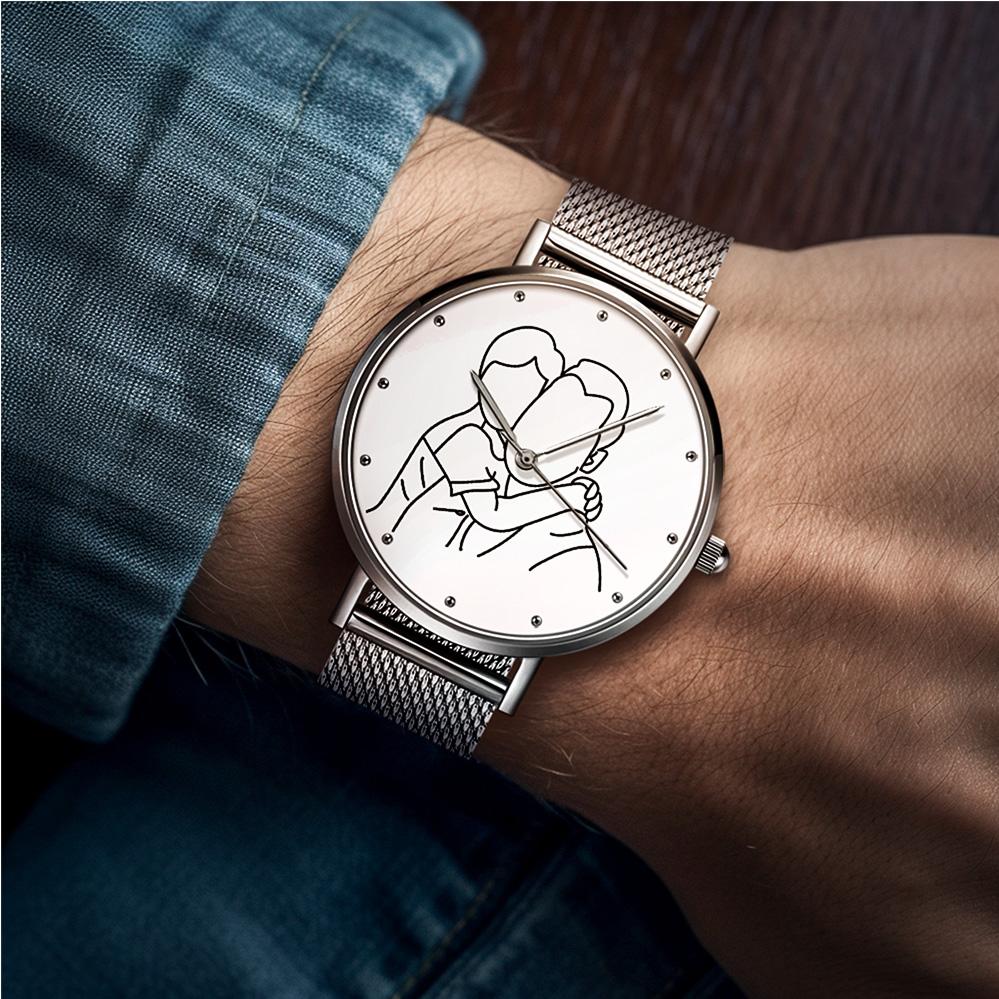 Custom Photo Watch 36mm Engraved Alloy Bracelet Gift Father's Day Gift For Dad