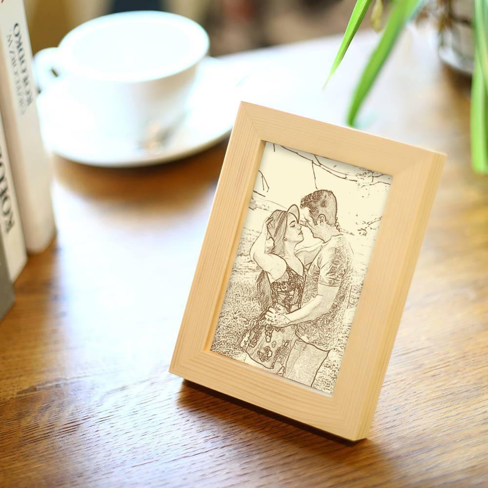 Wooden Custom Photo Frame Sketch Effect 5 Inches