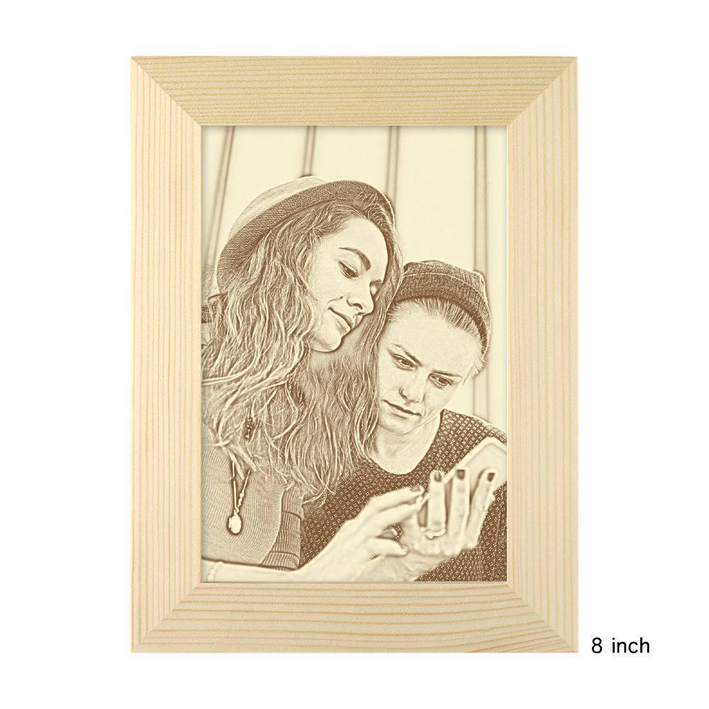 Custom Photo Frame Wooden Sketch Effect 8 Inches - Best Friends