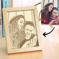 Custom Photo Frame Wooden Sketch Effect 8 Inches - Best Friends
