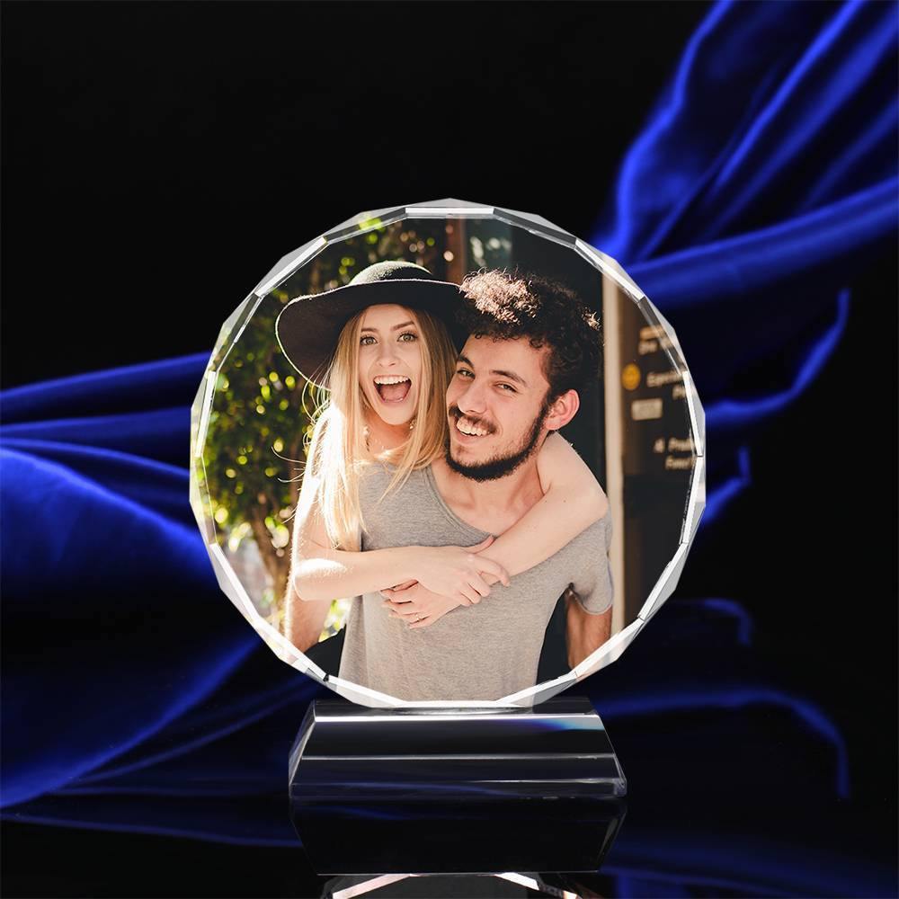 Custom Crystal Photo Frame Round 80mm Keepsake Gift