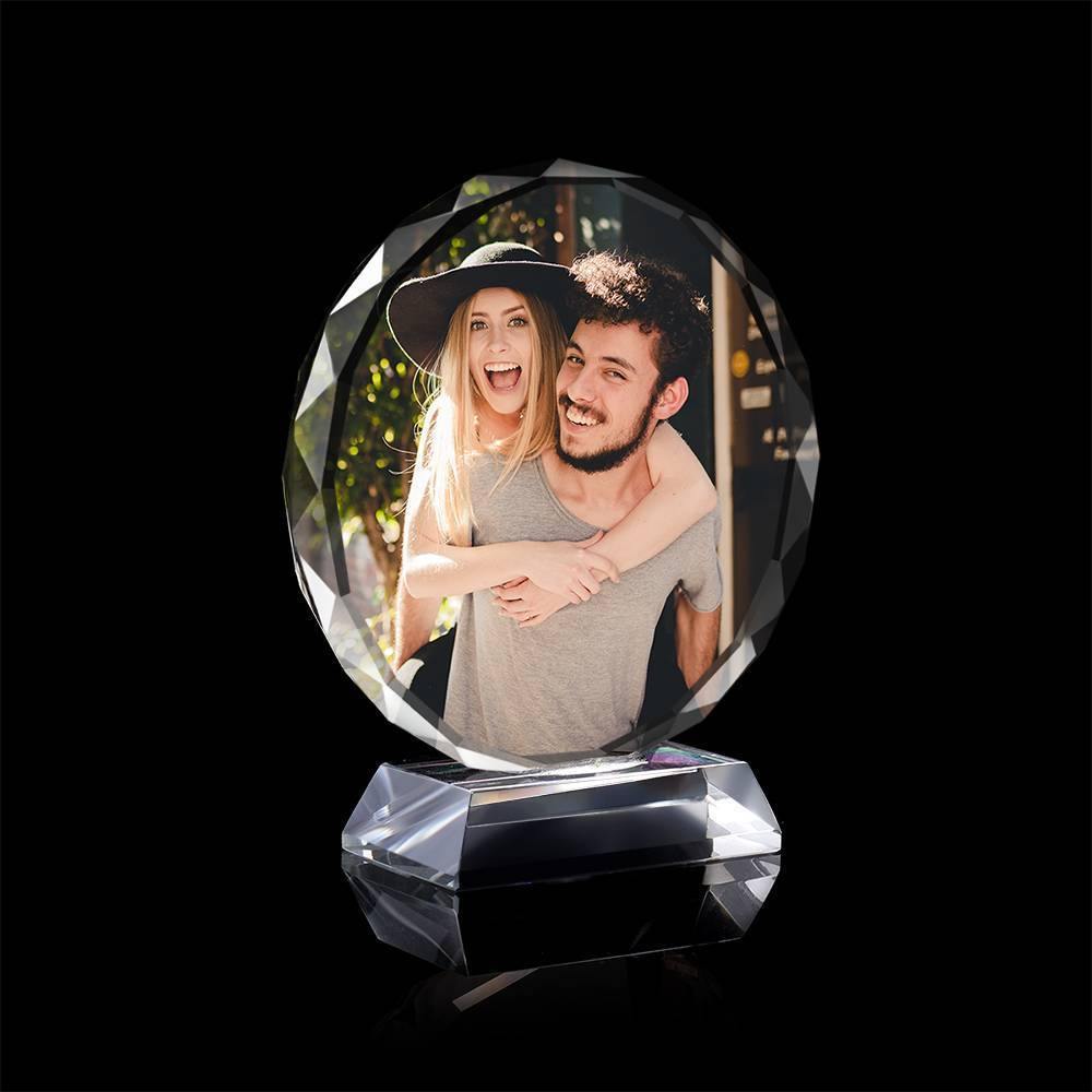 Custom Crystal Photo Frame Round 80mm Keepsake Gift