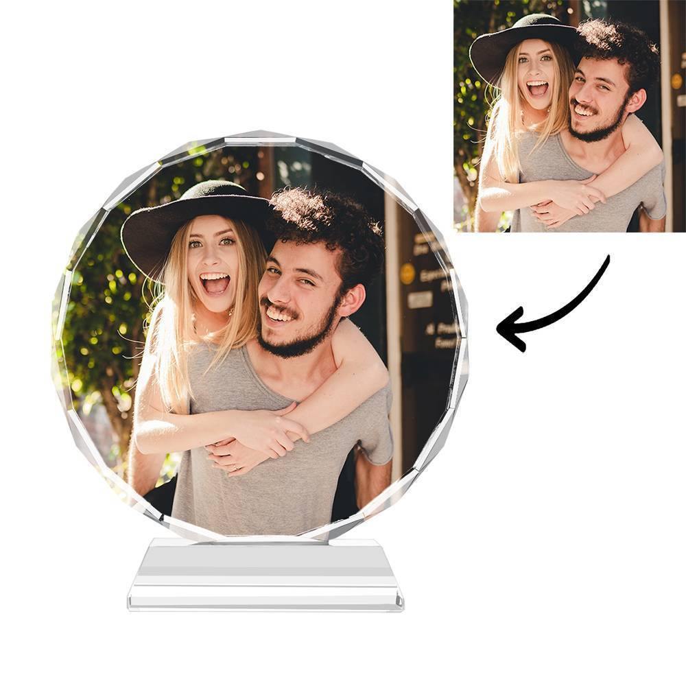 Custom Crystal Photo Frame Round 80mm Keepsake Gift