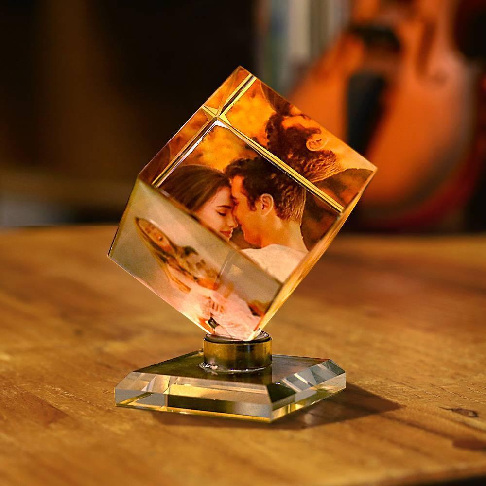 Custom Crystal Photo Frame Rubic's Cube Keepsake Gift 50mm