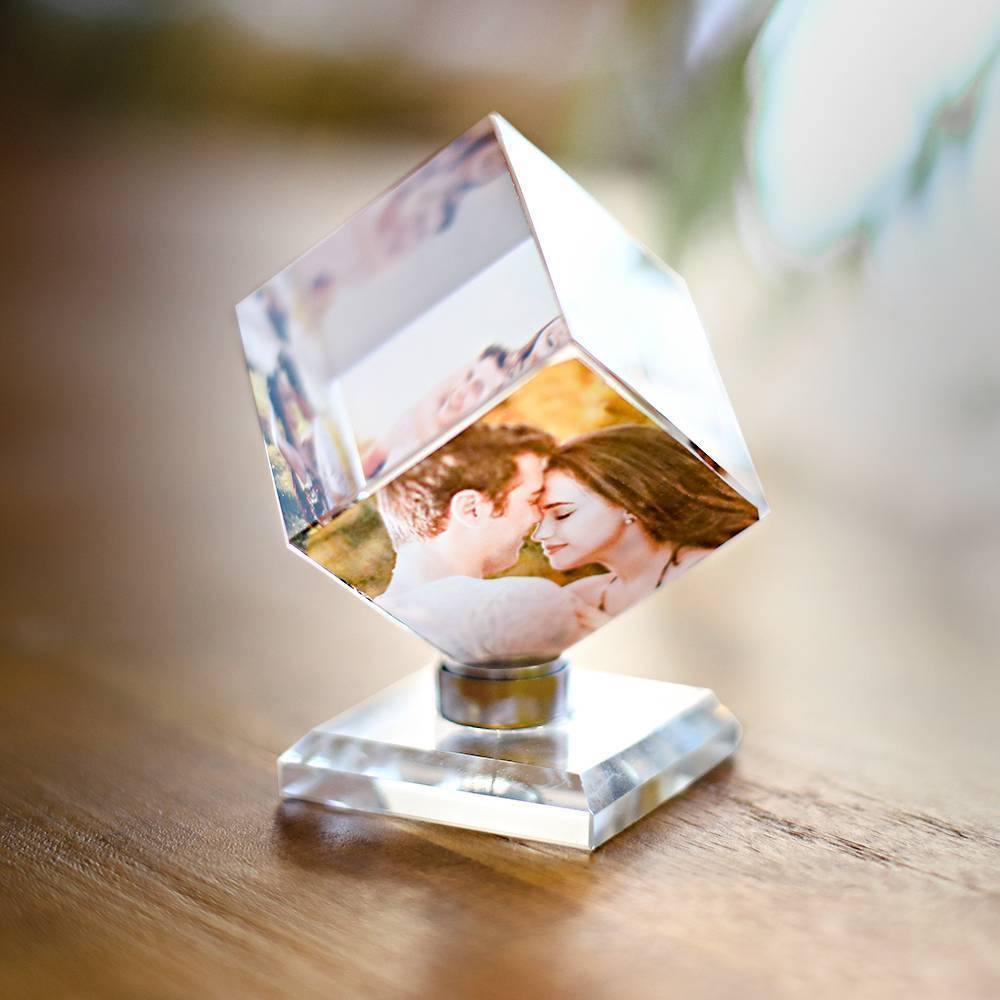 Custom Crystal Photo Frame Rubic's Cube Keepsake Gift 50mm
