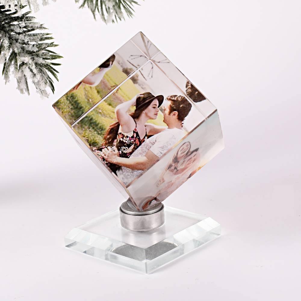 Custom Crystal Photo Frame Rubic's Cube Keepsake Gift 50mm
