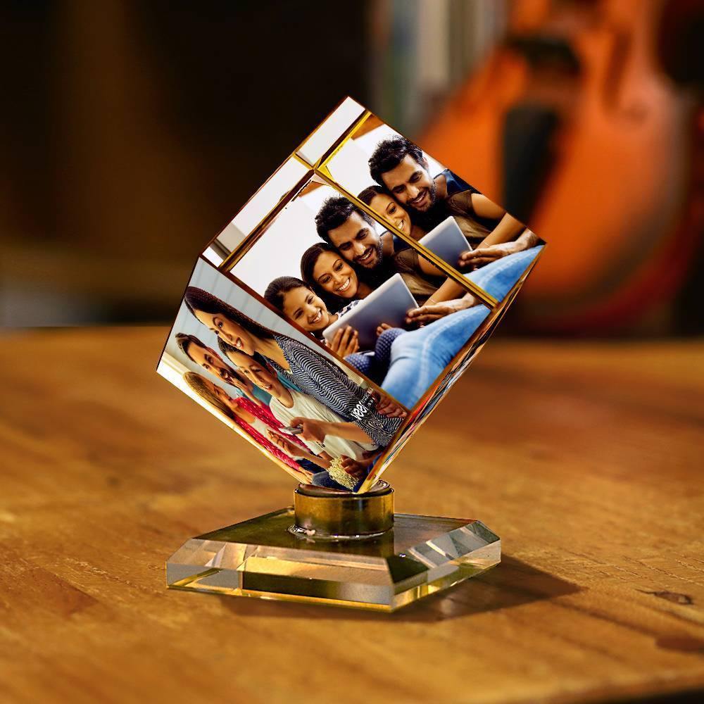 Custom Crystal Photo Frame Rubic's Cube Keepsake Gift 50mm Home Decoration