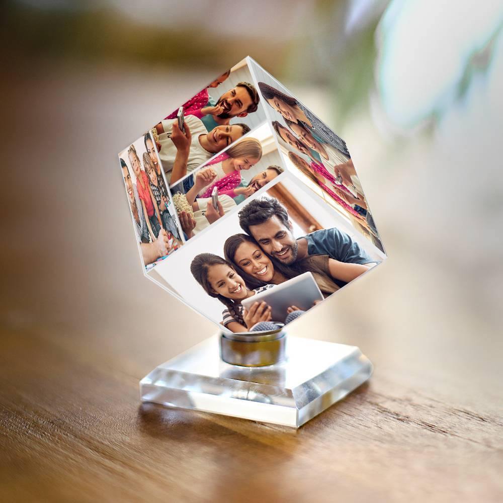 Custom Crystal Photo Frame Rubic's Cube Keepsake Gift 50mm Home Decoration