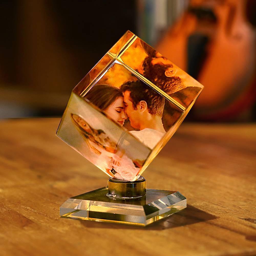 Custom Crystal Photo Frame Rubic's Cube Keepsake Gift 60mm