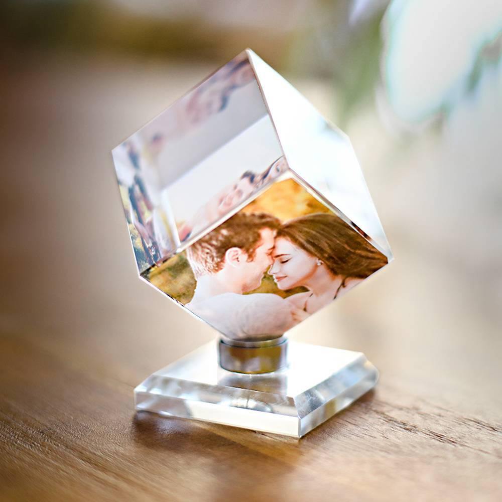 Custom Crystal Photo Frame Rubic's Cube Keepsake Gift 60mm