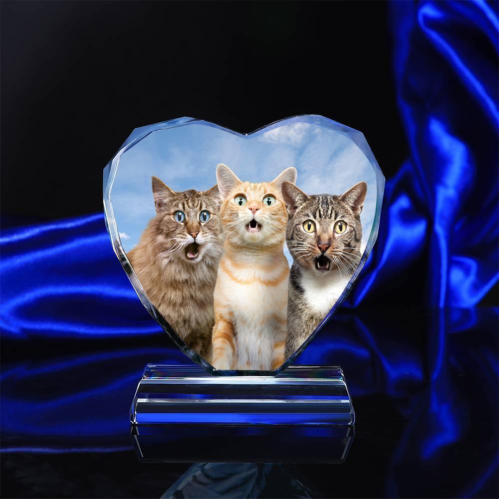 Custom Crystal Photo Frame Heart Shape Illuminate Cute Pet