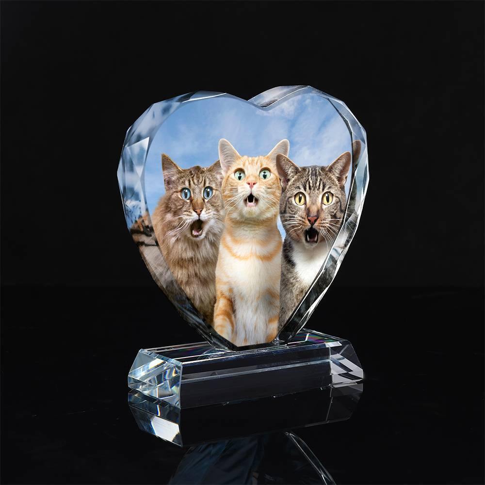 Custom Crystal Photo Frame Heart Shape Illuminate Cute Pet