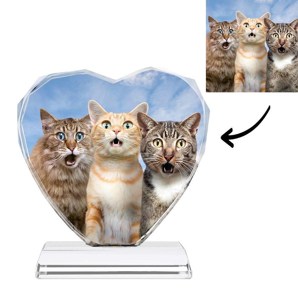 Custom Crystal Photo Frame Heart Shape Illuminate Cute Pet