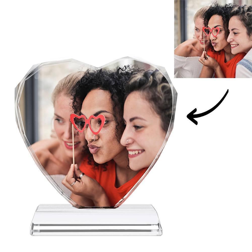 Custom Crystal Photo Frame Heart Shape Illuminate Best Friends