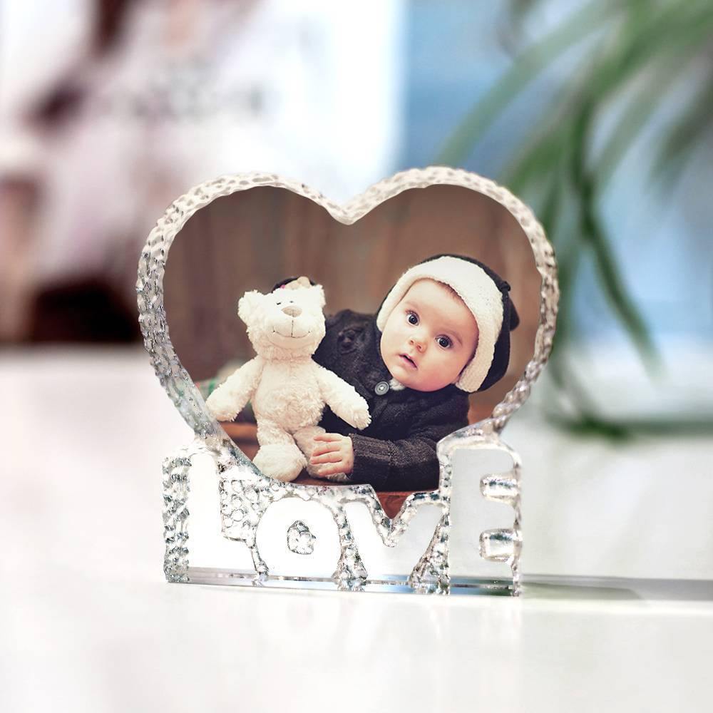 Custom Crystal Photo Frame Heart-shaped with Love Decoration Baby's Gift 145mm