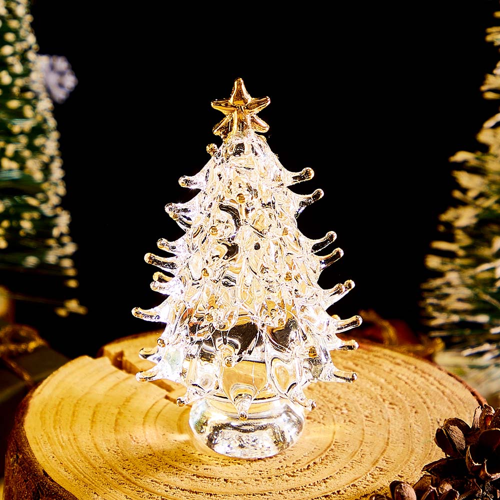 Transparent Crystal Mini Christmas Tree Desktop Ornaments Christmas Gifts
