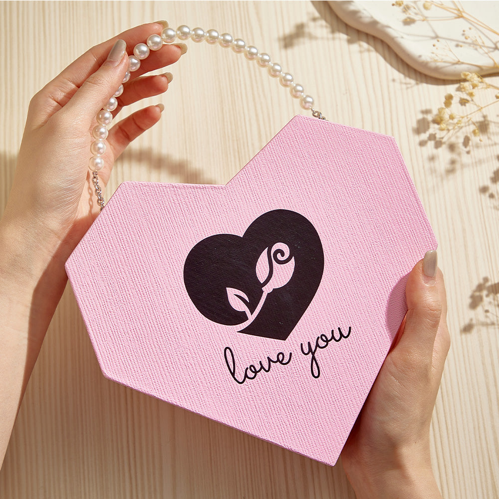 Romantic Heart Shaped Handheld Jewellery Gift Box Valentine's Day Gift