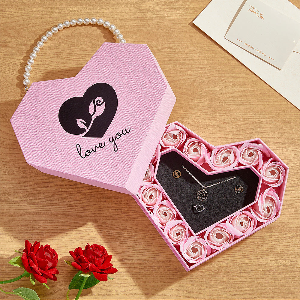 Romantic Heart Shaped Handheld Jewellery Gift Box Valentine's Day Gift