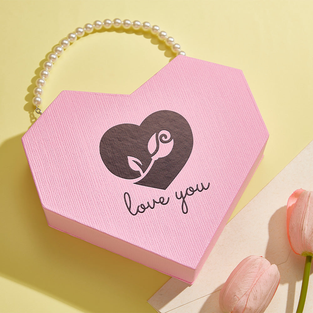 Romantic Heart Shaped Handheld Jewellery Gift Box Valentine's Day Gift