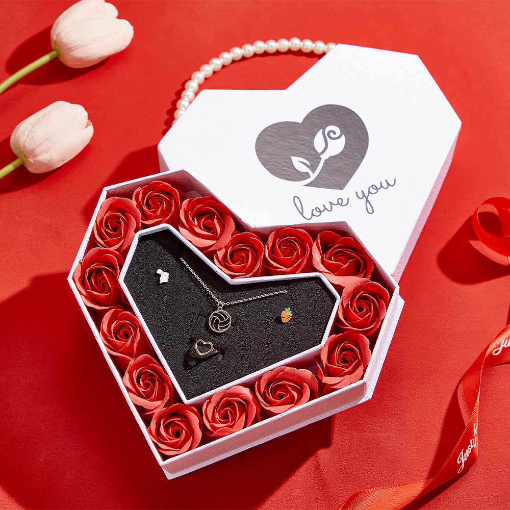 Romantic Heart Shaped Handheld Jewellery Gift Box Valentine's Day Gift