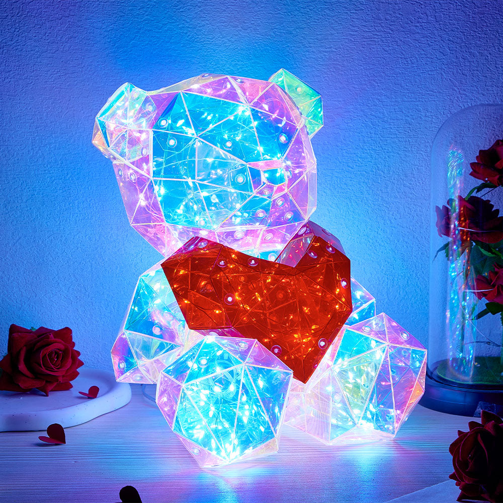 Galaxy Led Bear Holographic Iridescent Lights Glowing Galaxy Bear Valentine's Day Gift