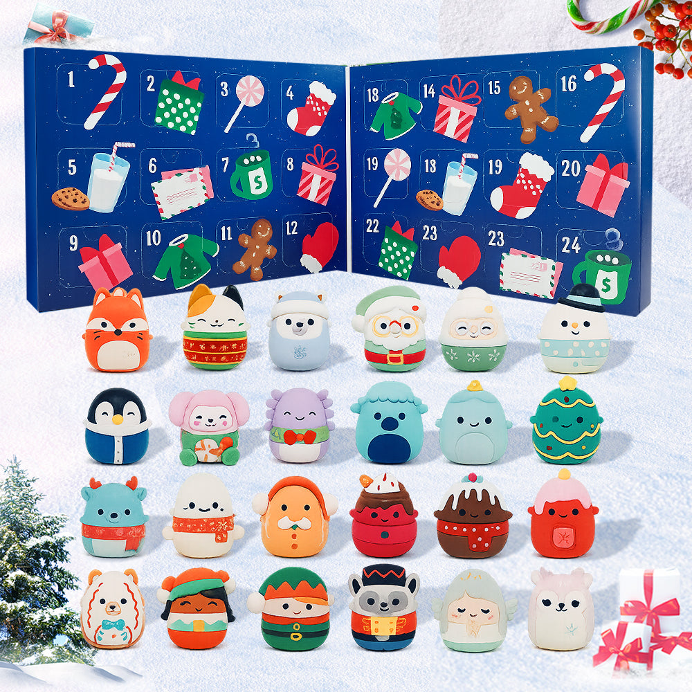 Doll Advent Calendar 2025 for Kids Christmas Countdown Calendar 24 Mini Dolls Plush or PVC Toys Gift for Children