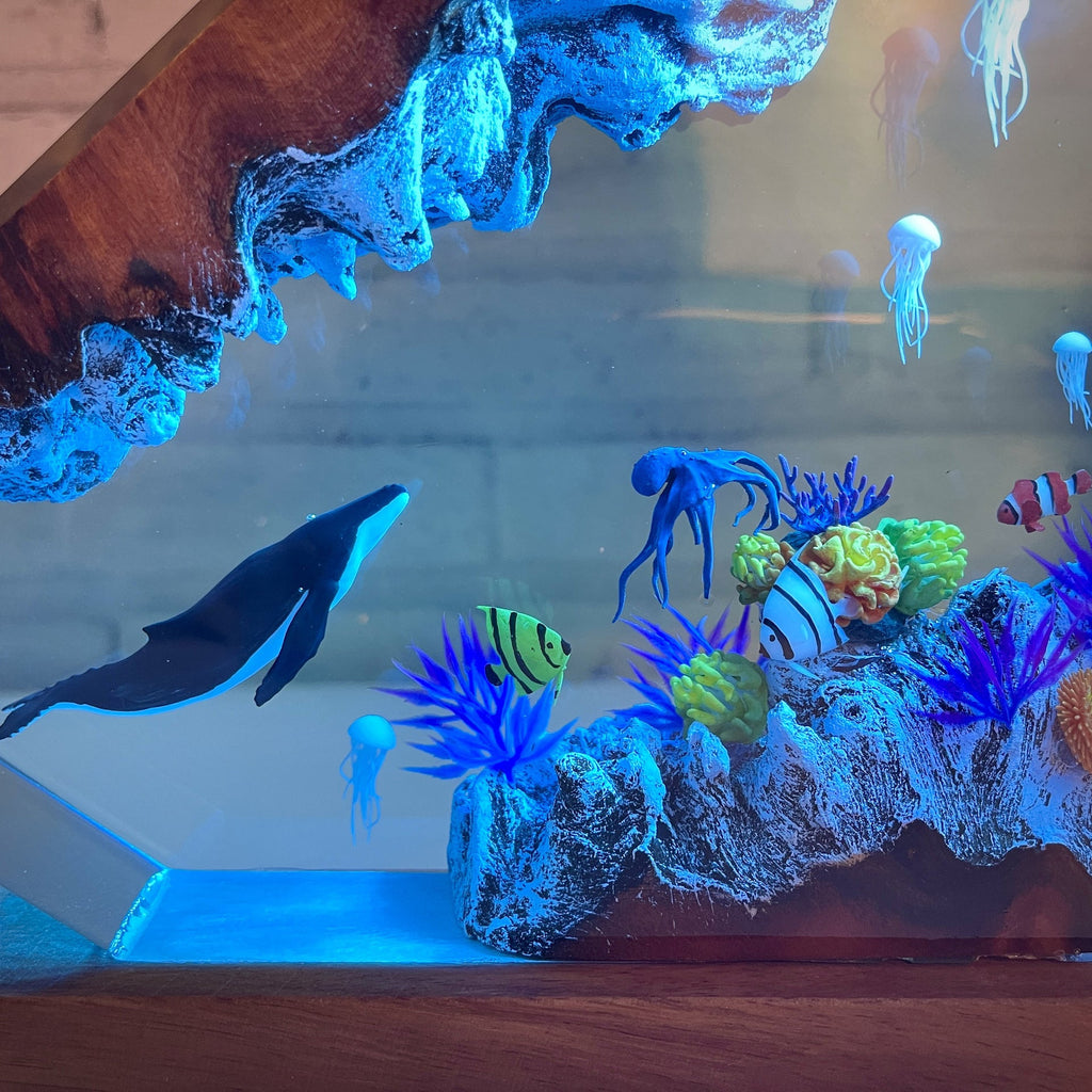 Art Resin Lamp Night Light Humpback Whale and Jellyfish Home Decor Gift Unique Birthday Gift Ideas