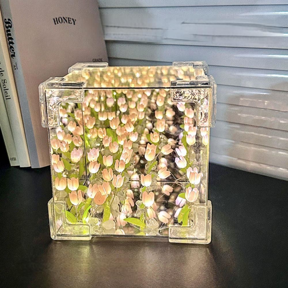 DIY Sea Cube Flower Tulip Lamp Kit Material Package Infinite Garden Acrylic Three-Dimensional Night Lamp Easy Assembly DIY Gift Gift for Girlfriends