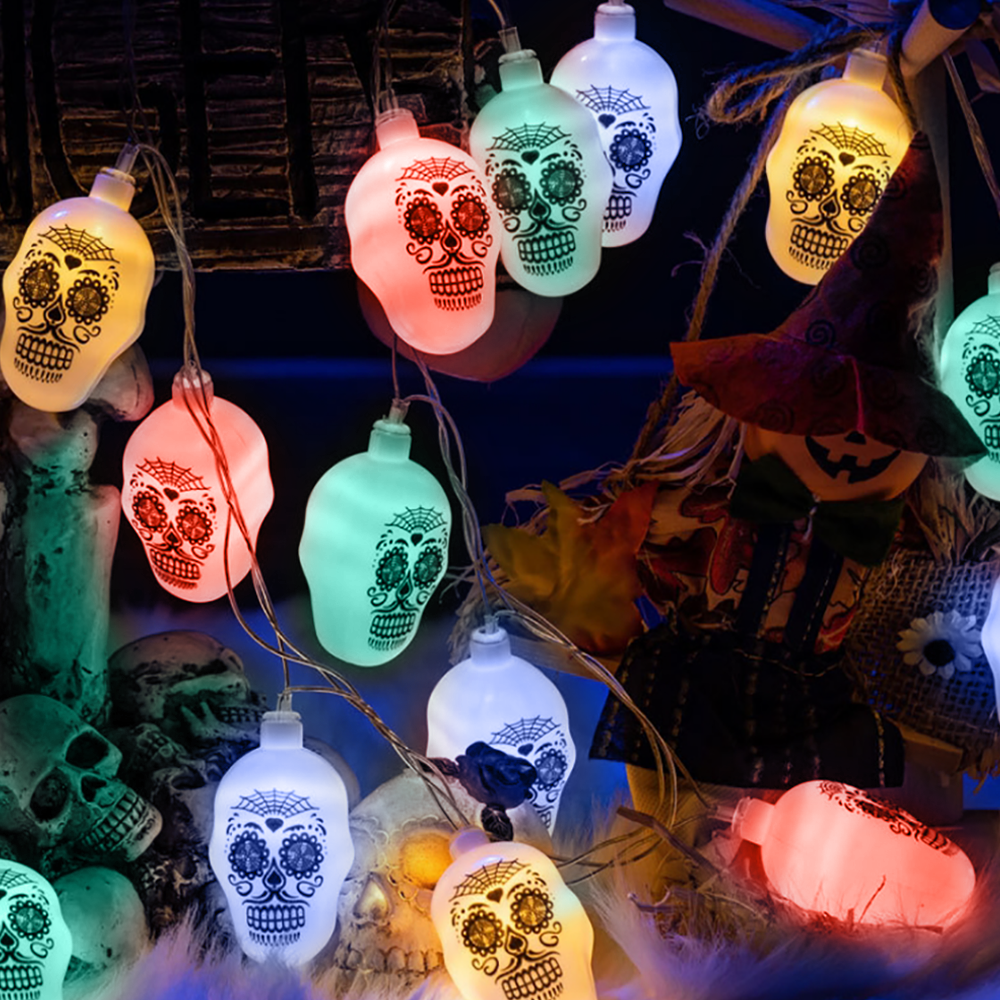 3 Lighting Colors Halloween Decorative String Lights for Halloween Theme Party Indoor Outdoor Decorations
