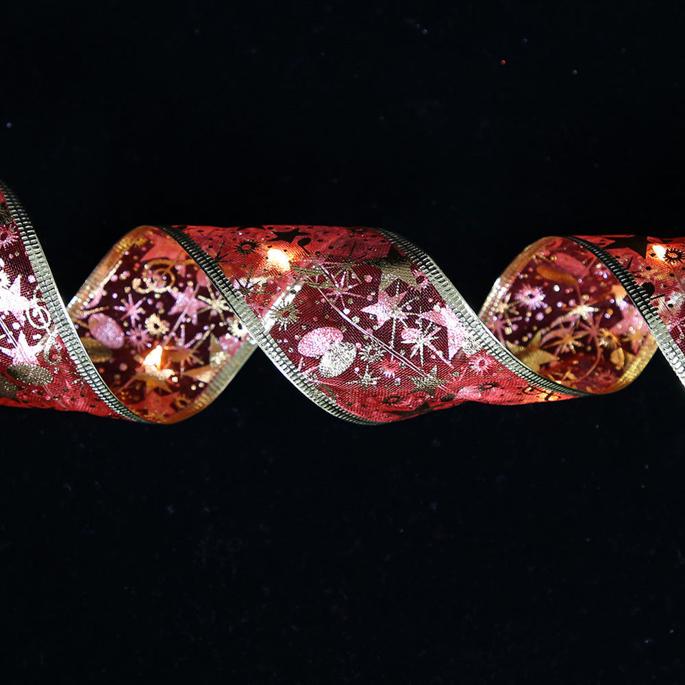 Christmas Fairy Lights Xmas Tree Ribbon Lights Copper Wire Ribbon Bows Lights for Holiday Party Decoration