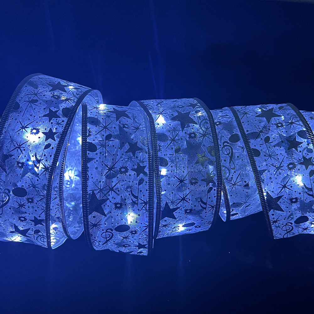 Christmas Fairy Lights Xmas Tree Ribbon Lights Copper Wire Ribbon Bows Lights for Holiday Party Decoration