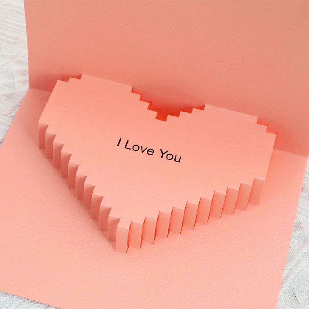 3D Creative Valentine's Day Pop Up Card Romantic Pink Heart Pop Up Greeting Card