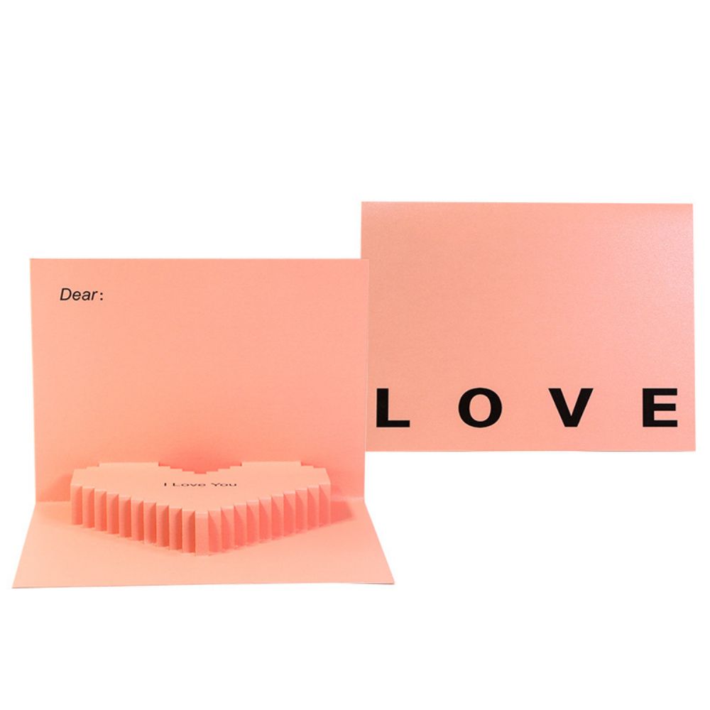 3D Creative Valentine's Day Pop Up Card Romantic Pink Heart Pop Up Greeting Card