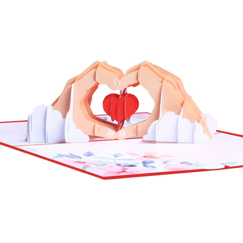 3D Creative Valentine's Day Pop Up Card Love In Hand Palm Pop Up Greeting Card