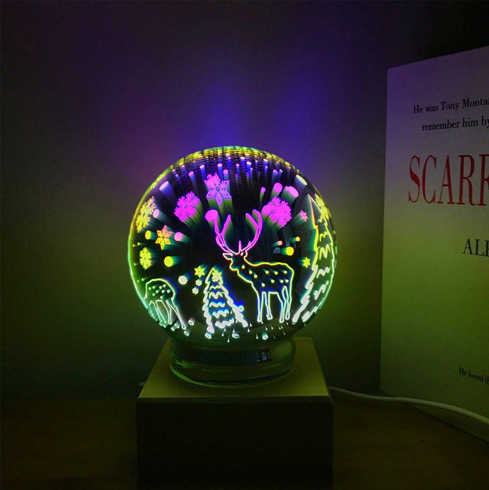 3D Firework Night Light Projector Lamp Magic Crystal Glass Ball Light
