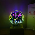3D Firework Night Light Projector Lamp Magic Crystal Glass Ball Light