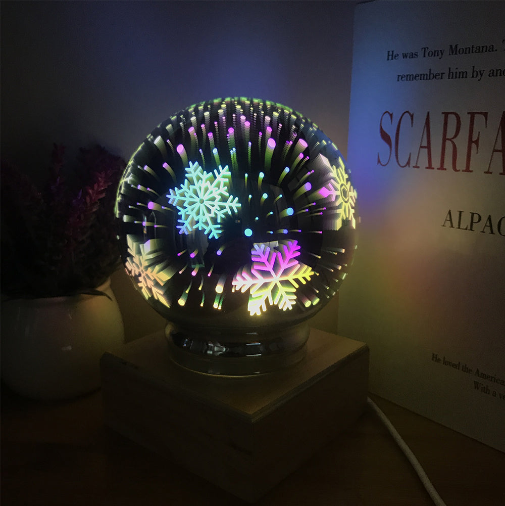 3D Firework Night Light Projector Lamp Magic Crystal Glass Ball Light