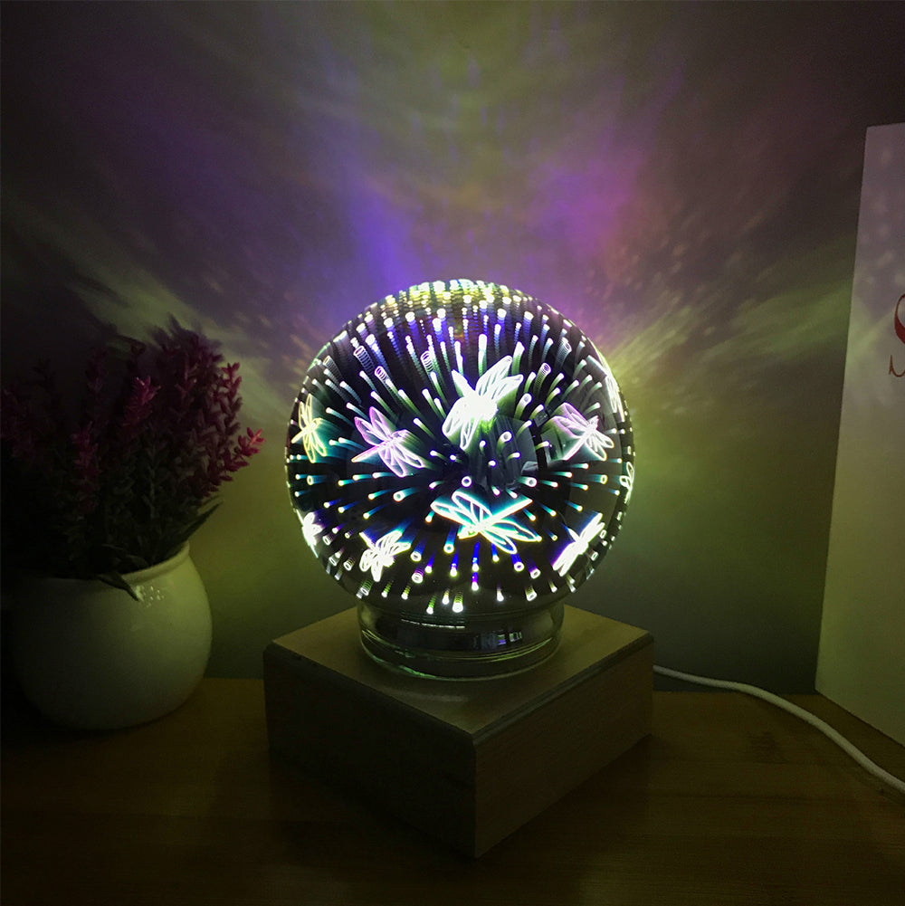 3D Firework Night Light Projector Lamp Magic Crystal Glass Ball Light