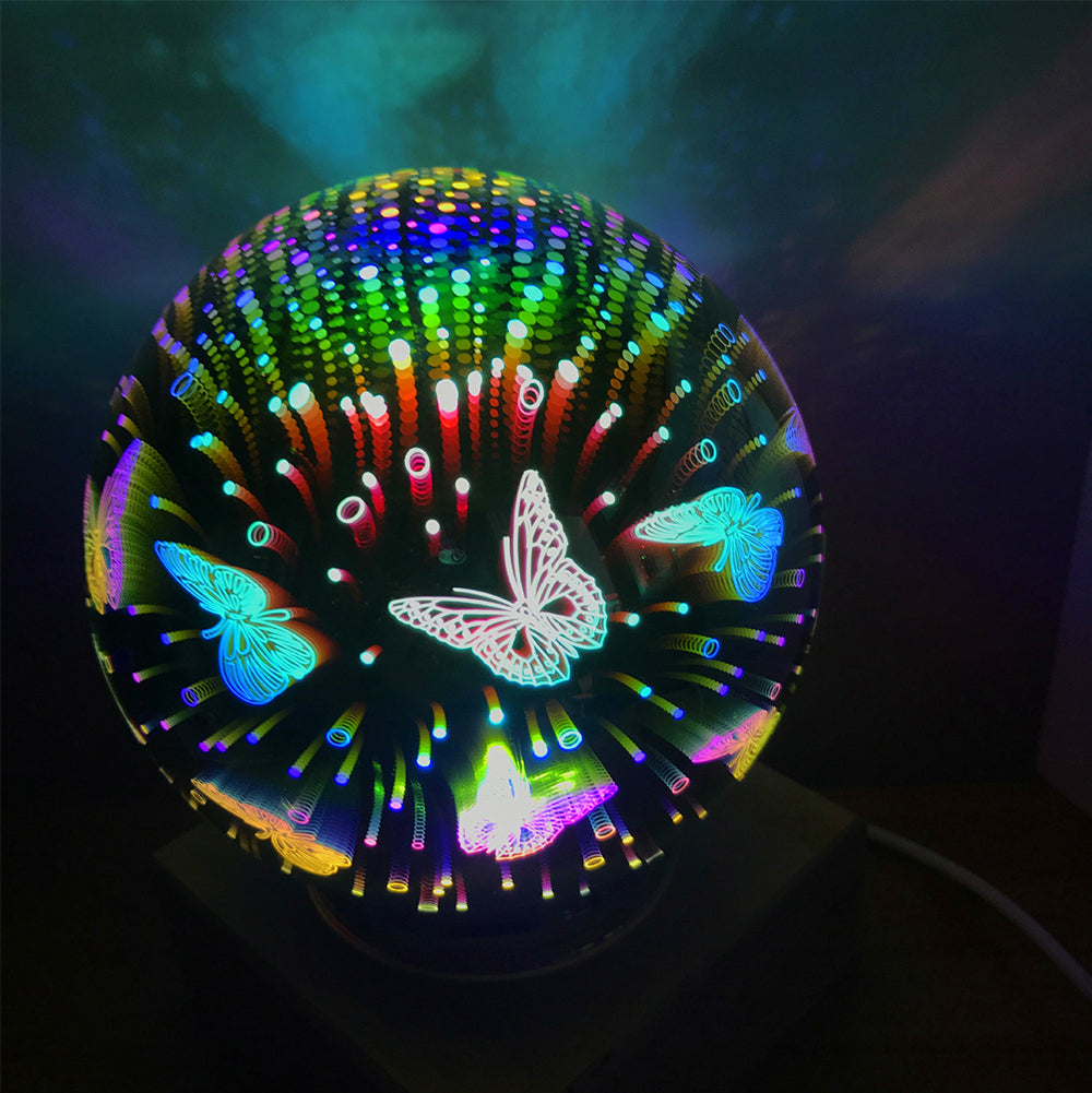 3D Firework Night Light Projector Lamp Magic Crystal Glass Ball Light