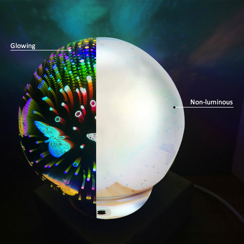 3D Firework Night Light Projector Lamp Magic Crystal Glass Ball Light