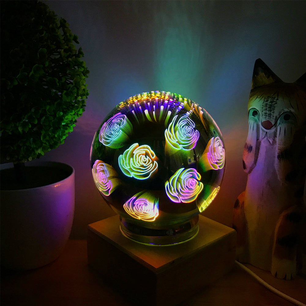 3D Firework Night Light Projector Lamp Magic Crystal Glass Ball Light