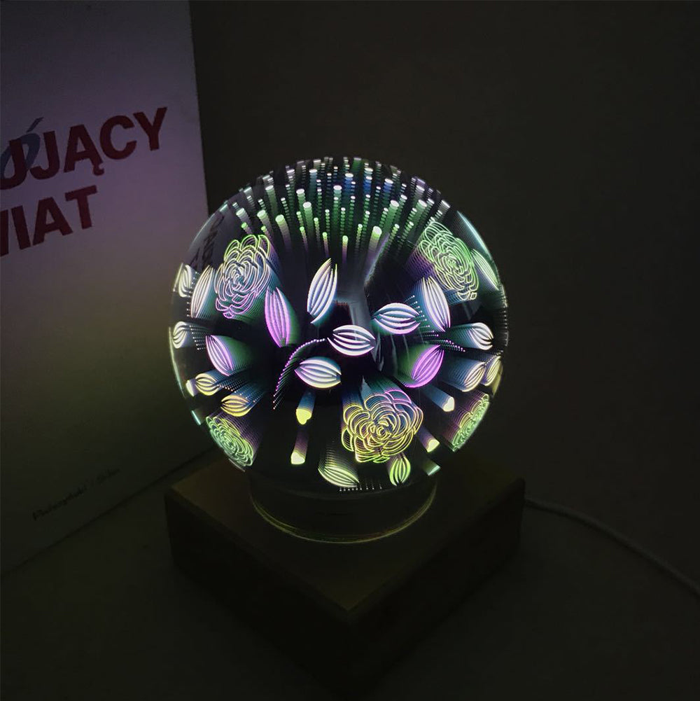 3D Firework Night Light Projector Lamp Magic Crystal Glass Ball Light